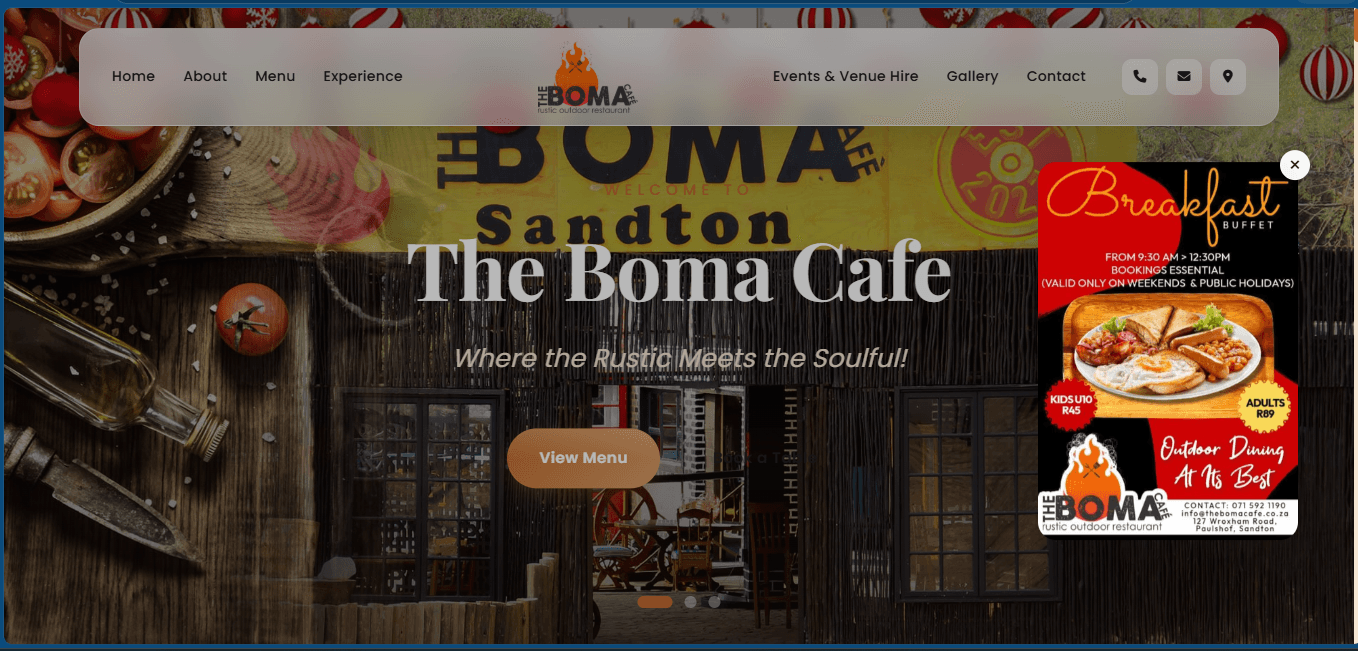 The Boma Cafe website